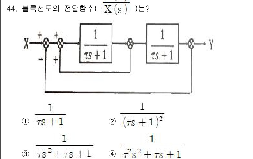 화공기사(구) 2021년 44번 - 주어진 블록선도의 전달함수를 구하기 위해 각 블록을 순차적으로 분석합니다... 에 관한 핵심 기출문제