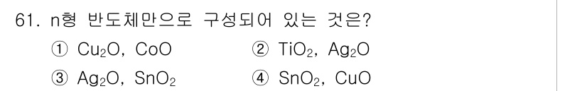 화공기사 2021년 61번 - 정답 4번인 이유는 각각의 화합물 구성이 선형 이온 결합을 형성하는 양이... 에 관한 핵심 기출문제