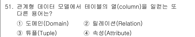 멀티미디어콘텐츠제작전문가 2022년 51번 - . 

정답인 이유: 컬럼은 데이터베이스의 테이블 내에서 특정한 속성을 ... 에 관한 핵심 기출문제