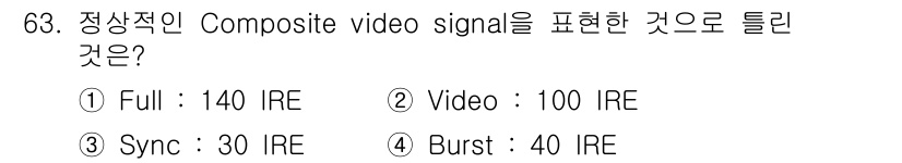 멀티미디어콘텐츠제작전문가 2022년 63번 - Composite video signal은 영상, 동기(sync), 버스... 에 관한 핵심 기출문제