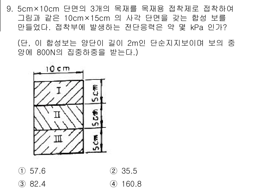 일반기계기사 2022년 9번 - 문제에서 주어진 조건에 따라 접착제로 접착한 단면의 면적을 계산하고, 그... 에 관한 핵심 기출문제