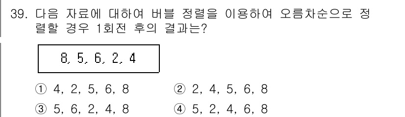 컴퓨터시스템기사(A형) 2022년 39번 - 해당 자격증의 핵심 개념을 묻는 객관식 문제