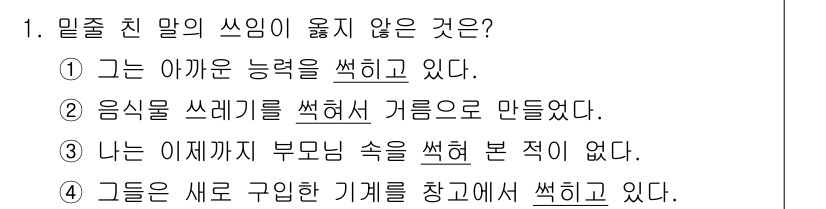9급_국가직_공무원_국어 2022년 1번 - 정답 3번은 "나는 이제까지 부모님 속을 썩혀 본 적이 없다."에서 '속... 에 관한 핵심 기출문제