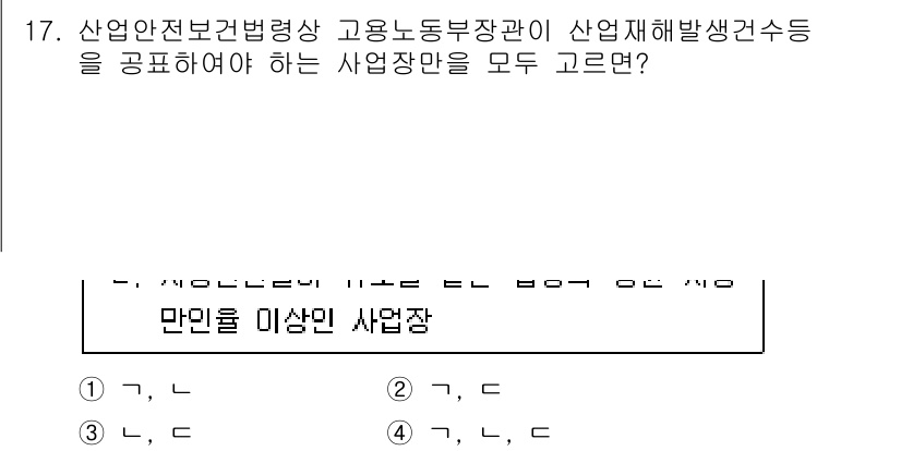 9급_국가직_공무원_안전관리론 2022년 17번 - 정답 2번은 산업안전보건법에 따라 고용노동부 장관이 산업재해 발생 현황을... 에 관한 핵심 기출문제