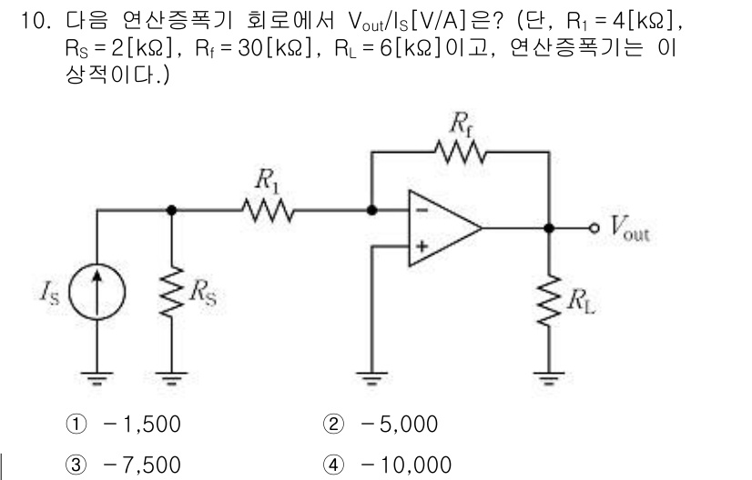 9급_국가직_공무원_전자공학개론 2022년 10번 - 이 회로에서 아날로그 증폭기와 함께 저항 값을 사용하여 전압 이득을 계산... 에 관한 핵심 기출문제