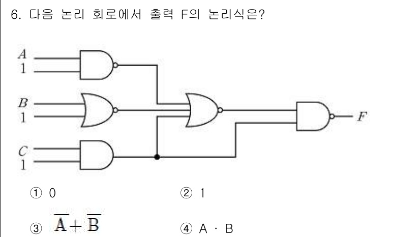 9급_국가직_공무원_전자공학개론 2022년 6번 - 주어진 회로에서 입력 A, B, C가 각각 1 또는 0으로 주어질 때, ... 에 관한 핵심 기출문제