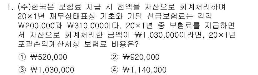 9급_국가직_공무원_회계학 2022년 1번 - 문제에서 제시된 정보에 따르면, 20x1년 재무상태표의 자산액을 기준으로... 에 관한 핵심 기출문제