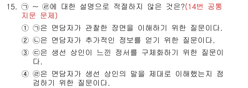소방공무원(공개,경력)_국어(구) 2022년 15번 - 정답 4번은 "생산상의 말"이 아니라 "생산상의 눈"을 기준으로 한 질문... 에 관한 핵심 기출문제