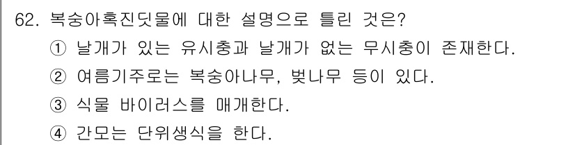 종자기사 2022년 62번 - 정답: ② 여름기주로는 복숭아나무, 벚나무 등이 있다.  
해설: 복숭아... 에 관한 핵심 기출문제