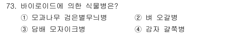종자기사 2022년 73번 - 정답은 4번, 감자 갈색병입니다. 이 병은 바이로이드에 의해 발생하며, ... 에 관한 핵심 기출문제