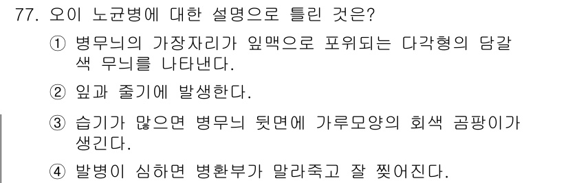 종자기사 2022년 77번 - . 병무병의 가장자리 임핑으로 포위되는 다각형의 담색 무늬가 나타난다. ... 에 관한 핵심 기출문제