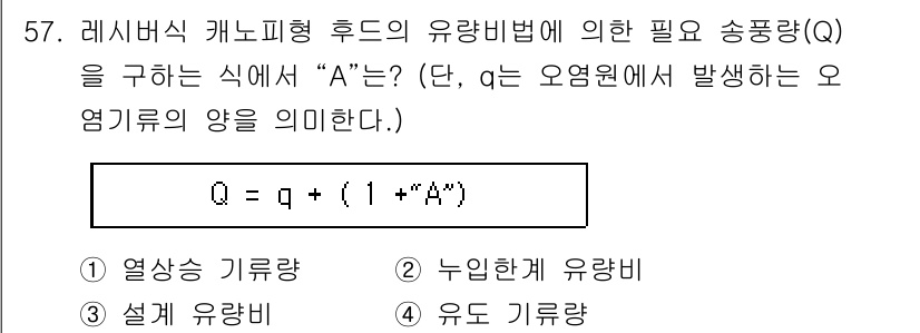 산업위생관리기사 2022년 59번 - 주어진 질문에서 대기 중의 오염물질의 양(Q)은 기류량(q)과 혼합된 유... 에 관한 핵심 기출문제