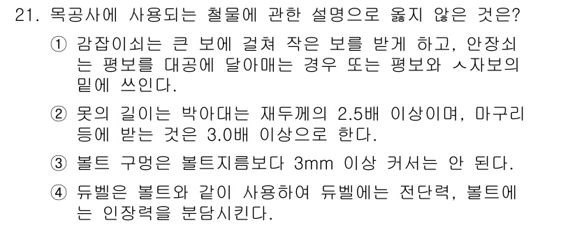 실내건축기사 2022년 21번 - 해당 자격증의 핵심 개념을 묻는 객관식 문제