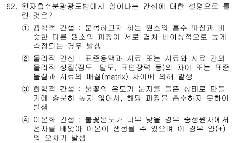 수질환경기사 2022년 63번 - 1. 광학 간섭: 원소의 흡수 파장과 비선형 물질의 파장이 서로 겹칠 때... 에 관한 핵심 기출문제