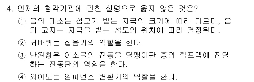 소음진동기사 2017년 4번 - 문제에서 제시된 설명들 중에서 외도의 이미지 변환의 역할은 적합하지 않습... 에 관한 핵심 기출문제