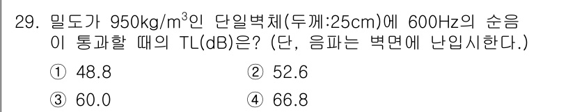 소음진동기사(구) 2019년 30번 - 해당 자격증의 핵심 개념을 묻는 객관식 문제