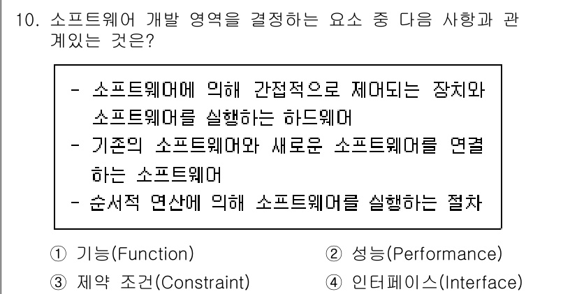 정보처리기사 2022년 10번 - 소프트웨어 개발 영역을 결정하는 요소 중에서 '순차적 연산에 의해 소프트... 에 관한 핵심 기출문제