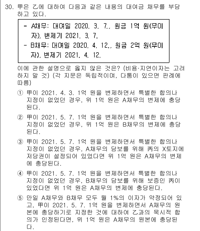 변리사_1차(2교시) 2022년 30번 - 문제 30의 정답은 2번입니다. 2021년 4월 12일에 상표권의 변경이... 에 관한 핵심 기출문제
