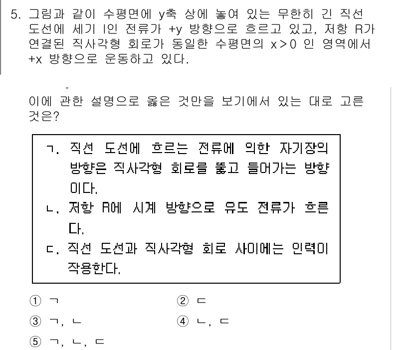 변리사_1차(3교시) 2022년 5번 - . 이 문제에서 정답인 이유는, 주어진 문장이 직선 도선으로 지정된 부분... 에 관한 핵심 기출문제