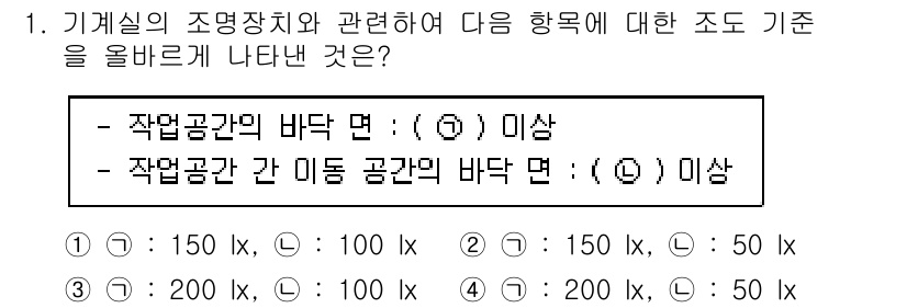 승강기기사 2022년 1번 - 정답은 4입니다. 작업 공간의 바닥 면적과 이동 공간의 바닥 면적의 기준... 에 관한 핵심 기출문제