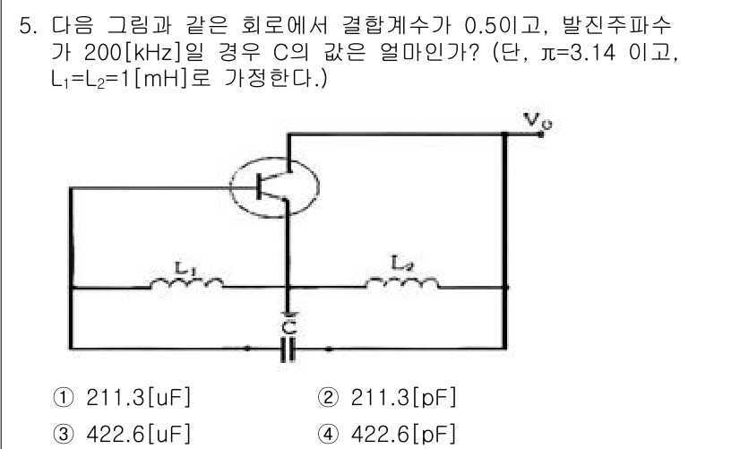 무선설비기사 2021년 5번 - 주어진 회로에서 결합계수 \( k = 0.5 \)로 설정된 두 개의 커패... 에 관한 핵심 기출문제