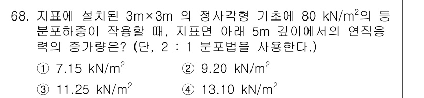 건설재료시험기사 2022년 68번 - 문제에서 주어진 기초의 크기와 하중 분포를 바탕으로, 기초에서 발생하는 ... 에 관한 핵심 기출문제