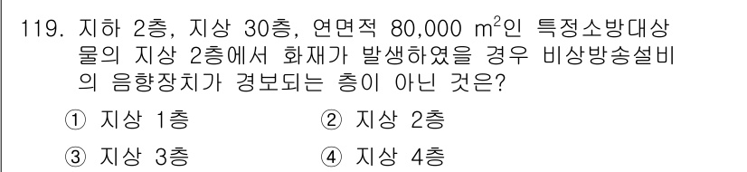 소방시설관리사 2022년 121번 - 소방시설관리사 문제에서, 비상방송설비의 음향장치가 설치되지 않는 층은 지... 에 관한 핵심 기출문제