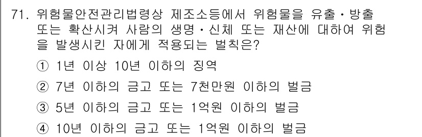 소방시설관리사 2022년 72번 - 문제에서 요구하는 내용은 위반 행위에 대한 벌금의 적용 기준입니다. '1... 에 관한 핵심 기출문제
