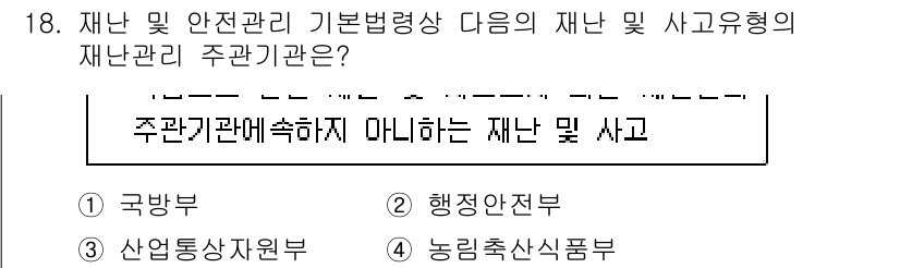 방재기사 2022년 18번 - 정답은 2번 행정안전부입니다. 행정안전부는 재난 및 안전 관리에 관한 주... 에 관한 핵심 기출문제