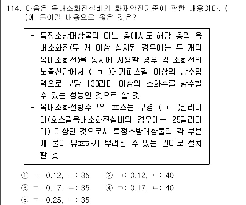 주택관리사보_1차 2022년 114번 - 해당 문제에서 정답은 선택지 4입니다. 주택관리사보의 화재 안전 기준은 ... 에 관한 핵심 기출문제