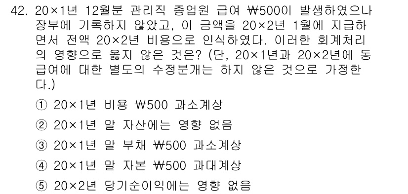 주택관리사보_1차 2022년 42번 - 주택관리사보 1차 문제에서 20×1년과 20×2년의 관리비용은 총액으로 ... 에 관한 핵심 기출문제