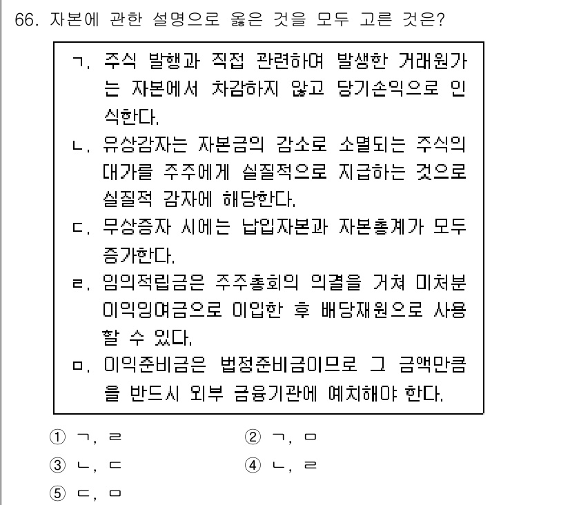 주택관리사보_1차 2022년 66번 - 정답 4번은 자본금과 관련된 법적 요소를 언급하고 있어, 자본금이 정확히... 에 관한 핵심 기출문제