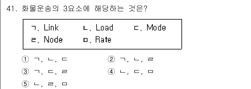 물류관리사_1교시 2022년 41번 - . 화물운송의 3요소는 Link, Node, Mode로 구성됩니다. Li... 에 관한 핵심 기출문제