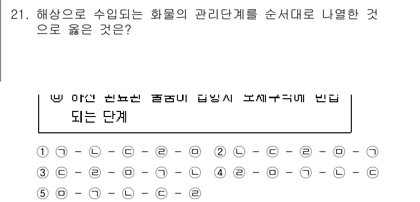 유통관리사_1급 2022년 21번 - 해상으로 수입되는 화물의 관리 단계는 통관 및 물류 처리의 효율성을 고려... 에 관한 핵심 기출문제