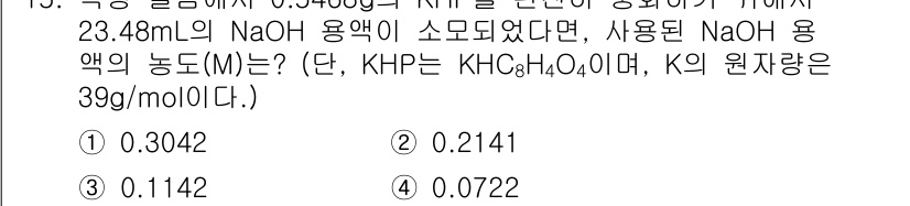 화학분석기사(구) 2022년 15번 - 해당 자격증의 핵심 개념을 묻는 객관식 문제