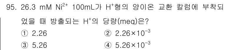 화학분석기사(구) 2022년 95번 - 해당 자격증의 핵심 개념을 묻는 객관식 문제