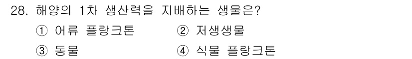해양환경기사 2022년 28번 - 해양의 1차 생산자는 주로 식물플랑크톤으로, 이들은 광합성을 통해 에너지... 에 관한 핵심 기출문제