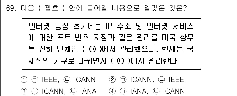 리눅스마스터_2급 2022년 69번 - 정답인 이유: 인터넷 초기에는 IP 주소와 인터넷 서비스에 대한 포트 번... 에 관한 핵심 기출문제