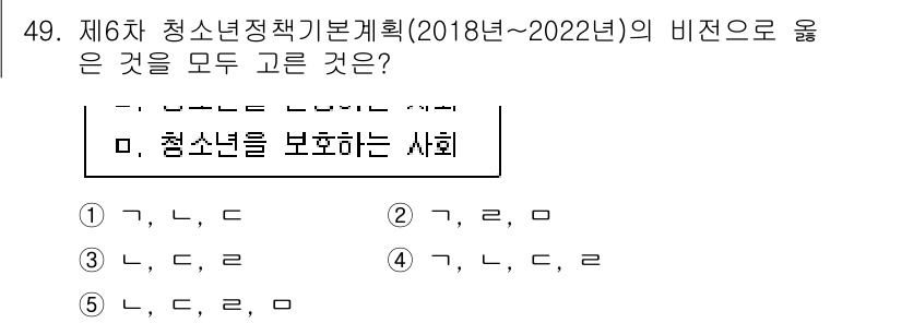 청소년상담사_1급(1교시) 2022년 49번 - 정답 3번은 청소년을 보호하는 사회를 지향하는 내용을 포함하고 있습니다.... 에 관한 핵심 기출문제