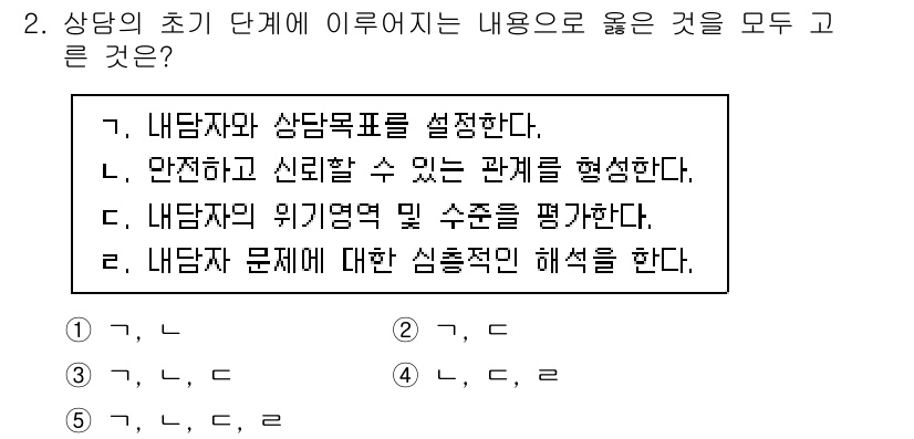 청소년상담사_2급(1교시)(구) 2022년 2번 - 상담의 초기 단계에서 상담자는 내담자와의 신뢰형성을 통해 안정적인 관계를... 에 관한 핵심 기출문제