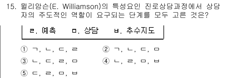 청소년상담사_2급(2교시) 2022년 15번 - 윌리엄슨의 상담 모델에서 상담자의 주도적 역할은 계획적이고 구조적인 접근... 에 관한 핵심 기출문제