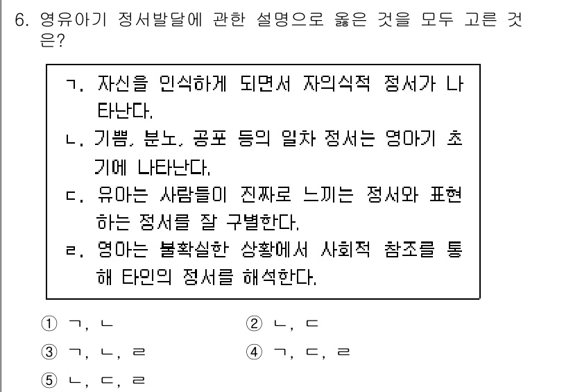 청소년상담사_3급(1교시) 2022년 6번 - 정답인 이유는 "자신을 인식하게 되면 자의식적 정서가 나타나"는 발달 이... 에 관한 핵심 기출문제
