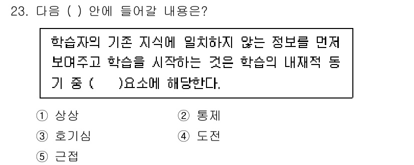 청소년상담사_3급(2교시)(구) 2022년 23번 - 정답은 3. 도전이다. 학습자가 기존 지식에 기반하지 않는 정보를 접할 ... 에 관한 핵심 기출문제
