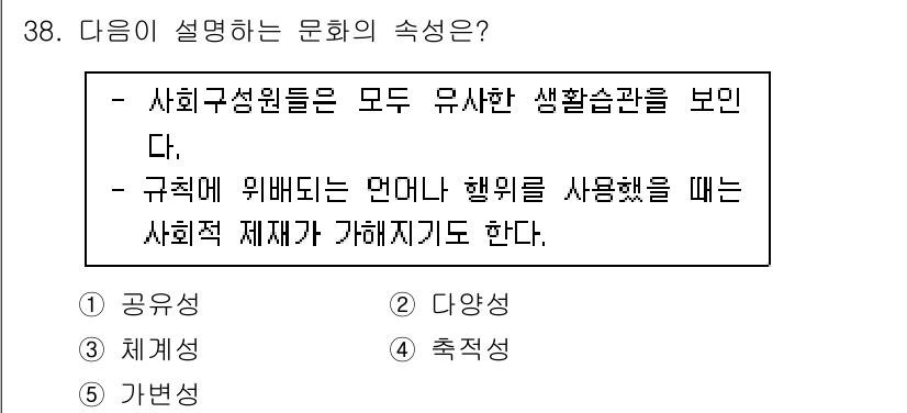 청소년상담사_3급(2교시) 2022년 38번 - . 사회구성원들은 모두 유사한 생활습관을 보인다.

해설: 사회 구성원들... 에 관한 핵심 기출문제