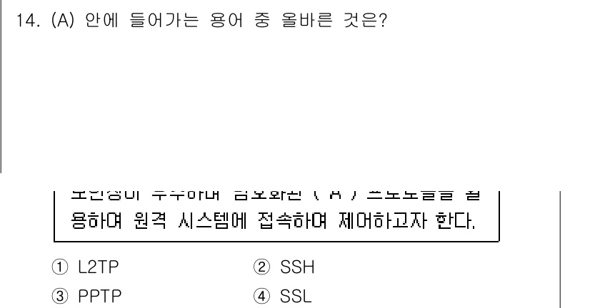 네트워크관리사_1급 2022년 15번 - 정답은 3번 SSH입니다. SSH(Secure Shell)는 네트워크 보... 에 관한 핵심 기출문제