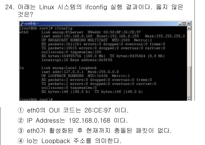 인터넷보안전문가_2급 2022년 24번 - 해당 자격증의 핵심 개념을 묻는 객관식 문제