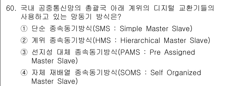 정보통신기사 2022년 60번 - . 선지 재배열 종속기방식(PAMS: Pre Assigned Master... 에 관한 핵심 기출문제