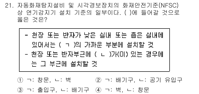 경비지도사_2차(소방학) 2022년 21번 - 정답 3번이 올바른 이유는, 화재 발생 시 대피하기 위해 실내 구조물과 ... 에 관한 핵심 기출문제
