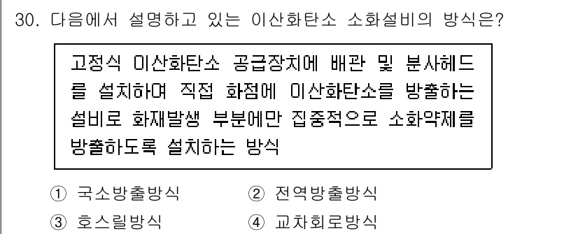 경비지도사_2차(소방학) 2022년 30번 - . 

고정식 이산화탄소 소화설비는 화재 발생 시 빠르게 소화할 수 있도... 에 관한 핵심 기출문제