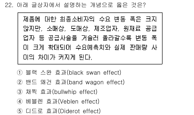 유통관리사_2급 2022년 22번 - 베블렌 효과는 소비자들이 사치품 소비를 통해 지위를 과시하려는 경향을 설... 에 관한 핵심 기출문제